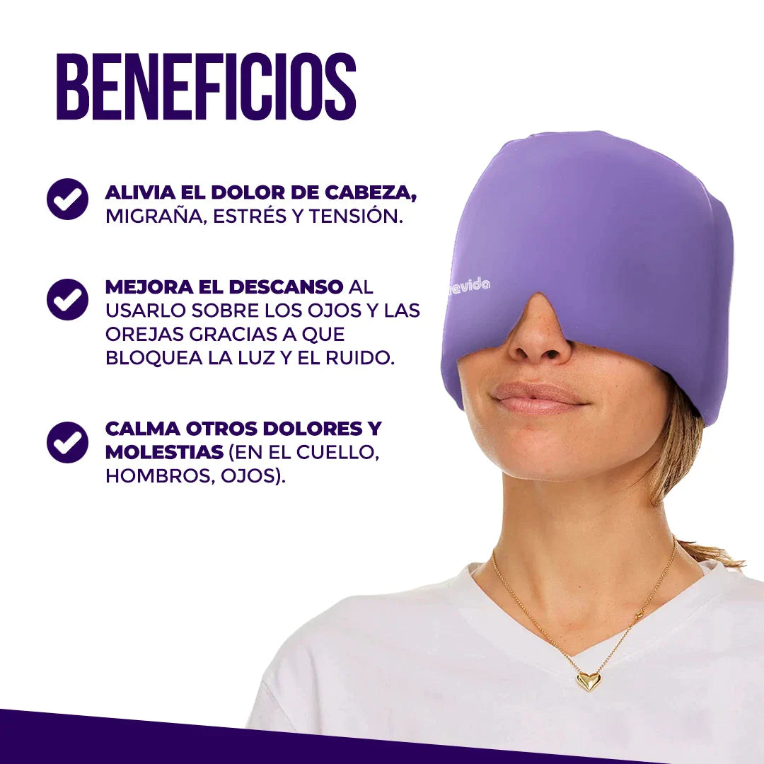 Gorro Gel Terapia de Compresión Frío/Calor Cobrevida®️ Alivia el Dolor de Cabeza y la Migraña