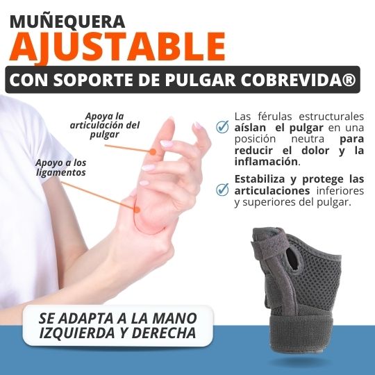 Muñequera Inmovilizadora Ajustable con Soporte de Pulgar Cobrevida®